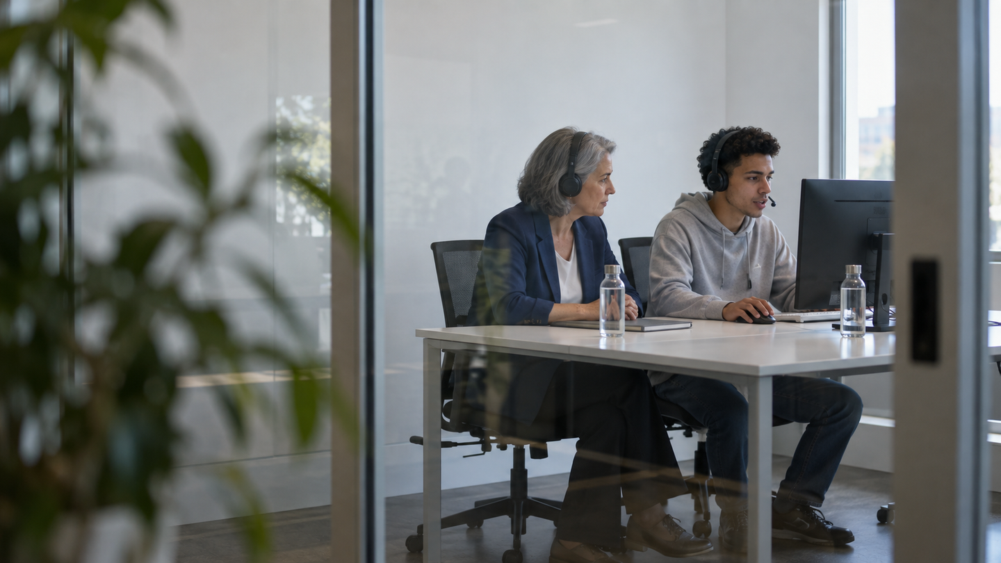 Escuta acompanhada no treinamento do call center virtual