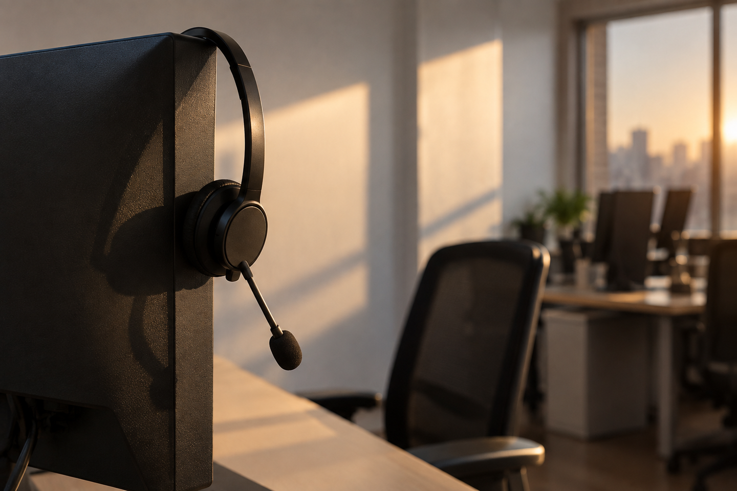 Headset em repouso no fim do turno