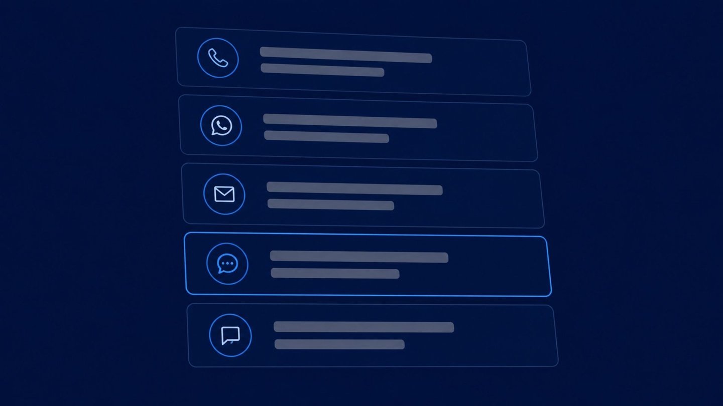 Fila única com voz, WhatsApp, e mail, chat e SMS