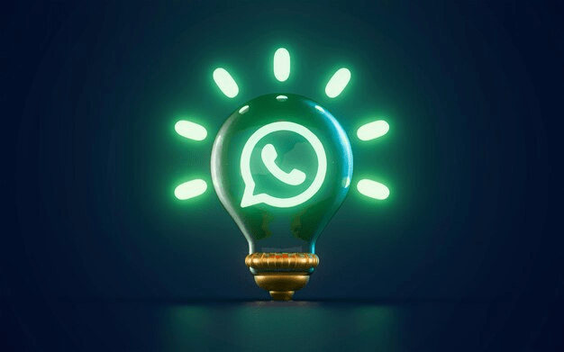 Lâmpada com ícone do WhatsApp brilhando destaca inovação e comunicação iluminada na era digital.