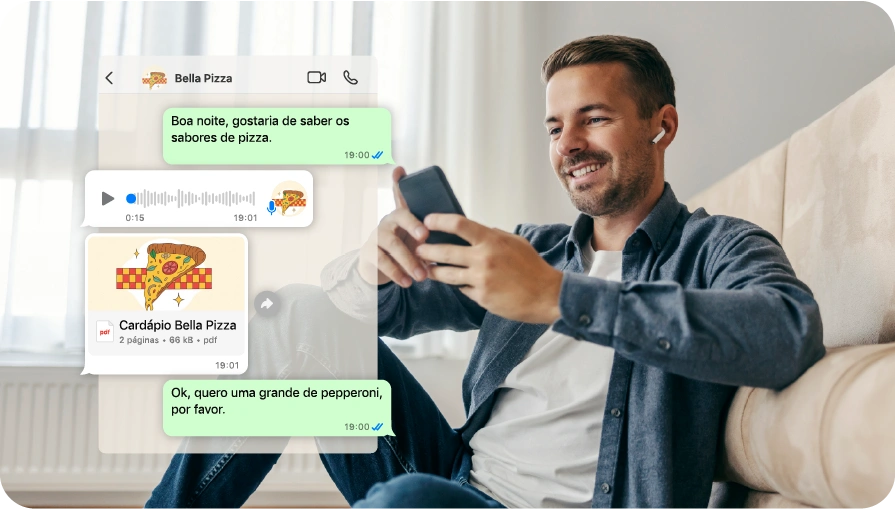 tela conversa whatsapp pizzaria