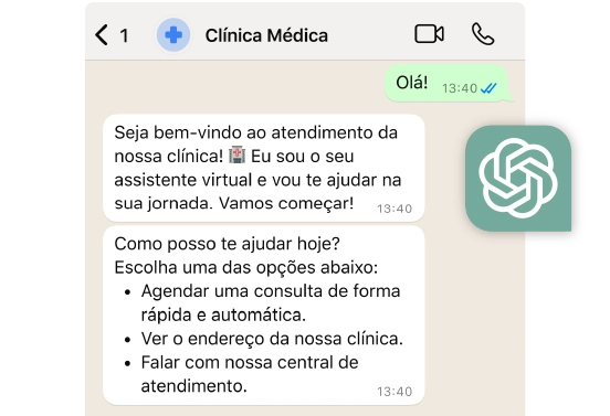 Tela WhatsApp com chatbot