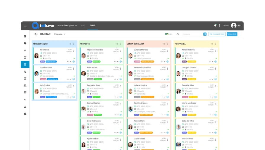 tela plataforma de atendimento whatsapp