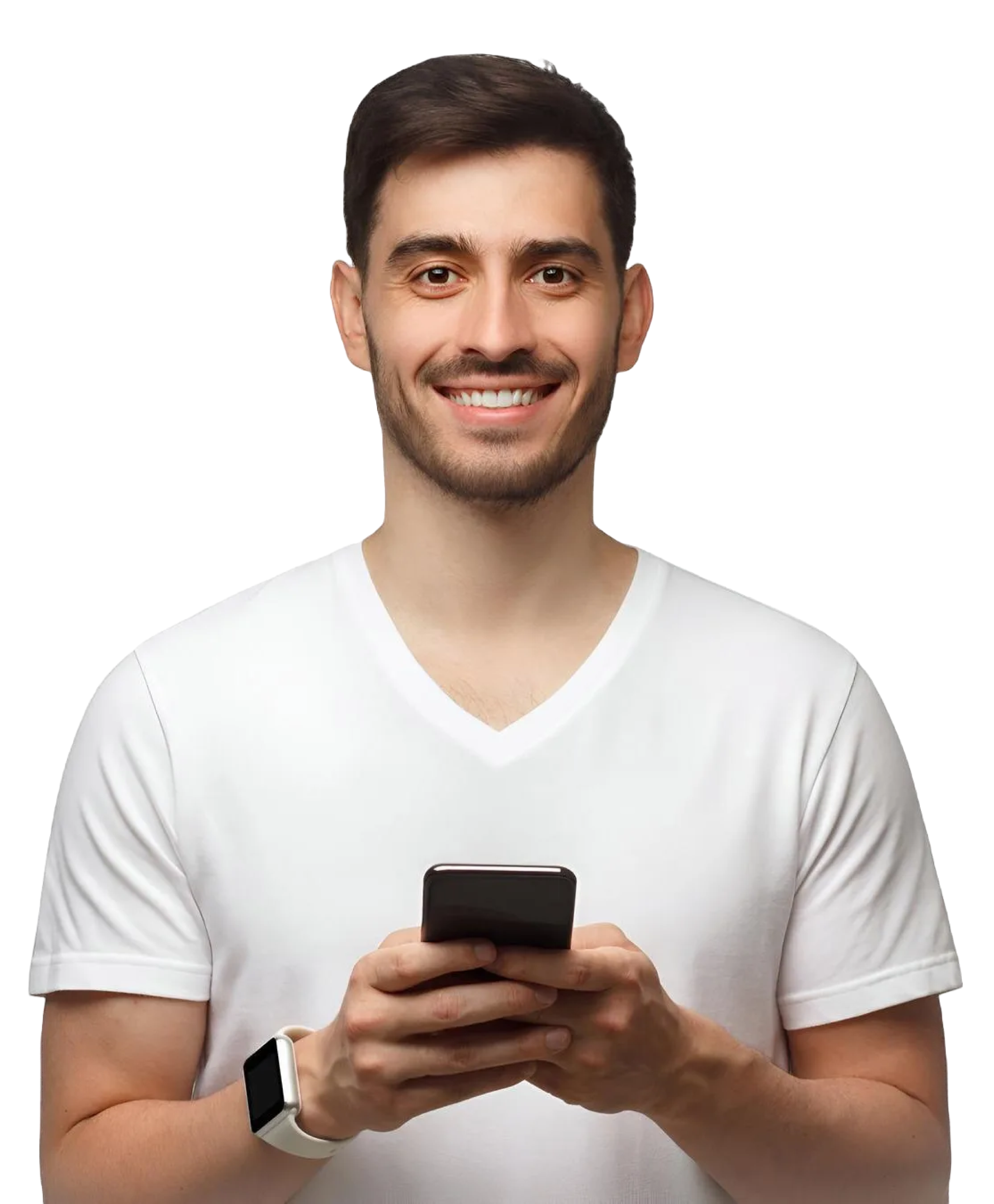 Homem segurando smartphone
